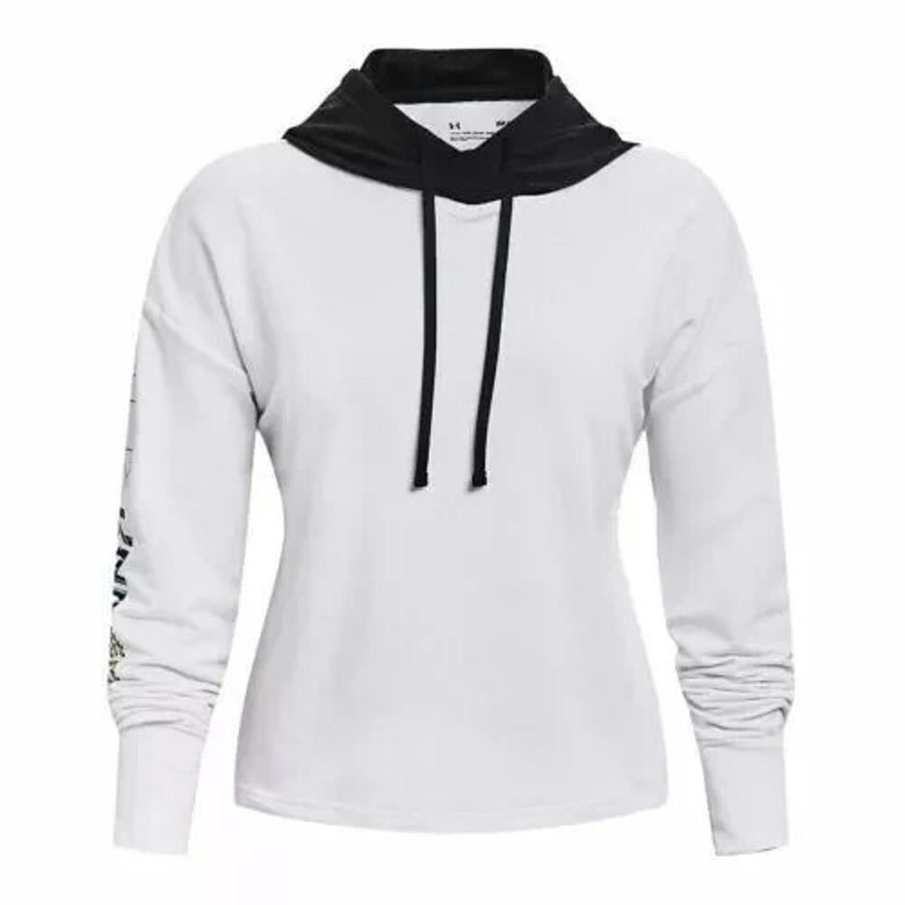 Under Armour Womens Rival Knit Terry Hoodie White Black Nova, XXL - Picture 2 of 4